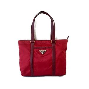 Prada Red Nylon Tote